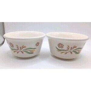 2) Vintage Taylor Smith & Taylor TST Rooster Custard Cup Oven Serve Dish 2" tall